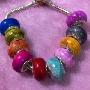 925 Sterling Silver Murano Charm Bracelet